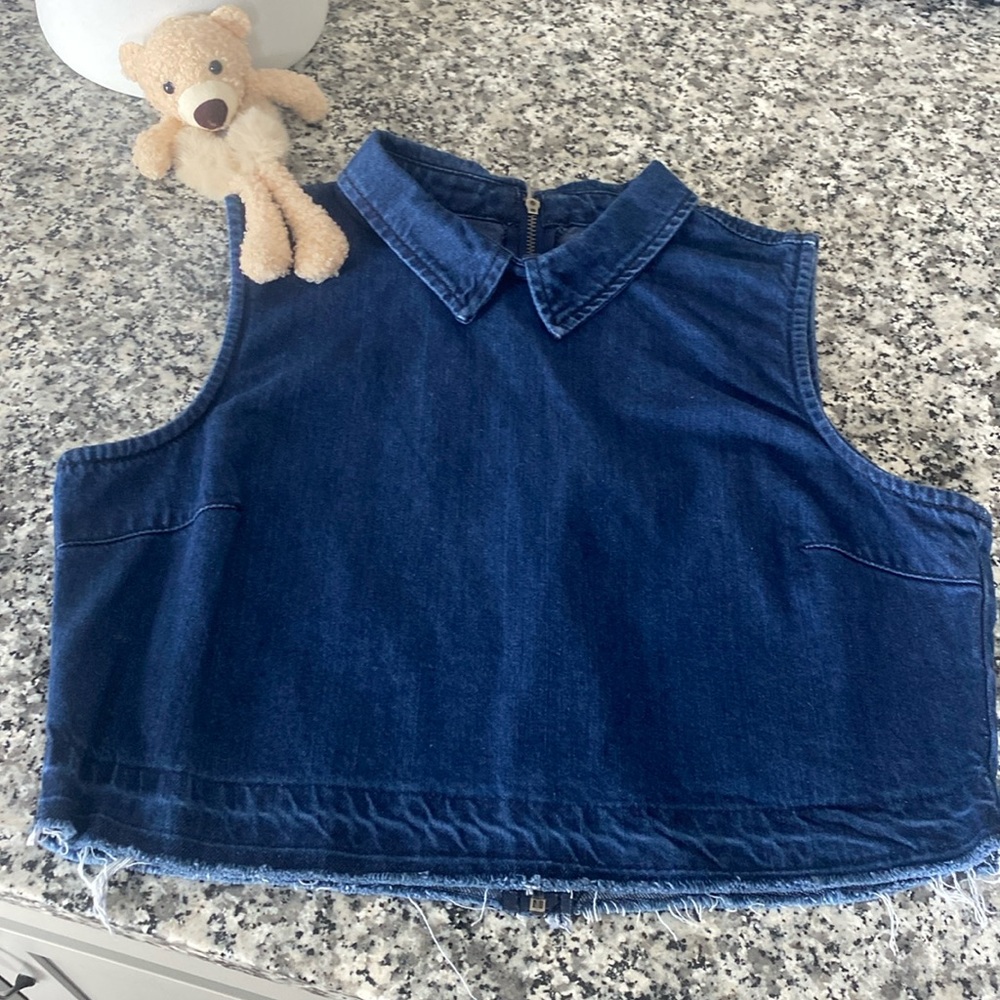 FASHION UNION denim cropped vest top